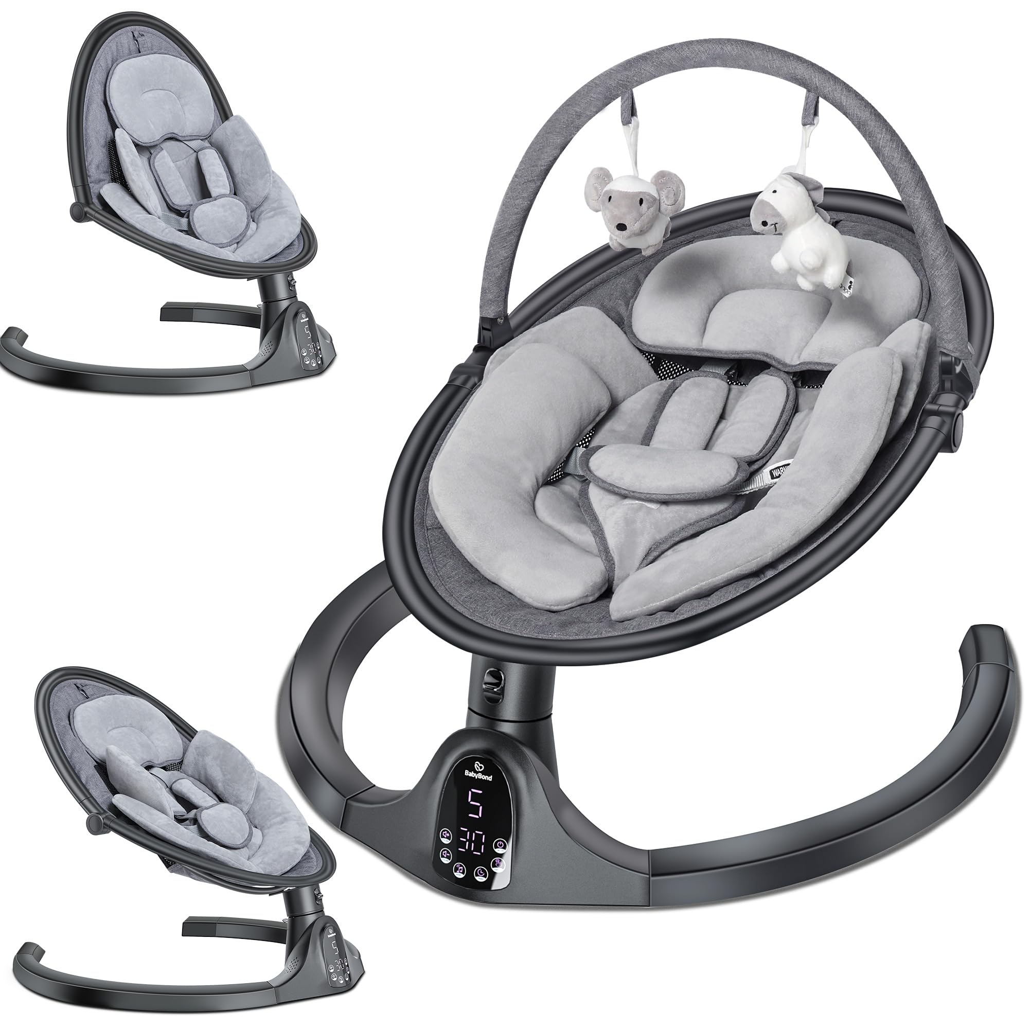 BabyBond baby swing control panel helps you customize soothing with easy Bluetooth and timers.