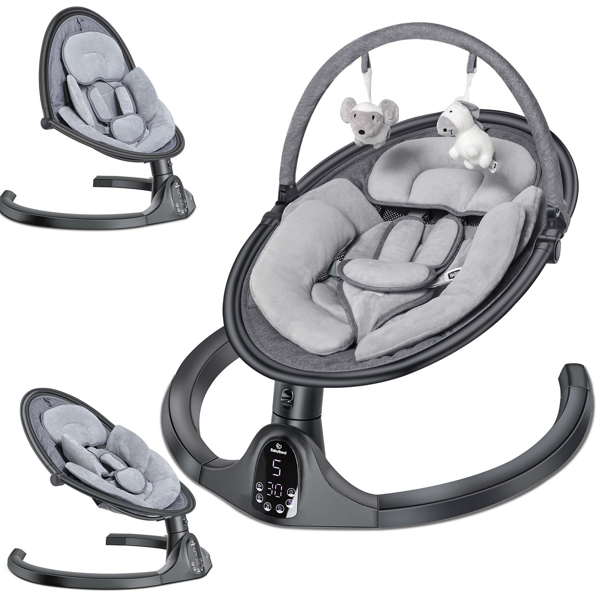 BabyBond baby swing control panel helps you customize soothing with easy Bluetooth and timers.