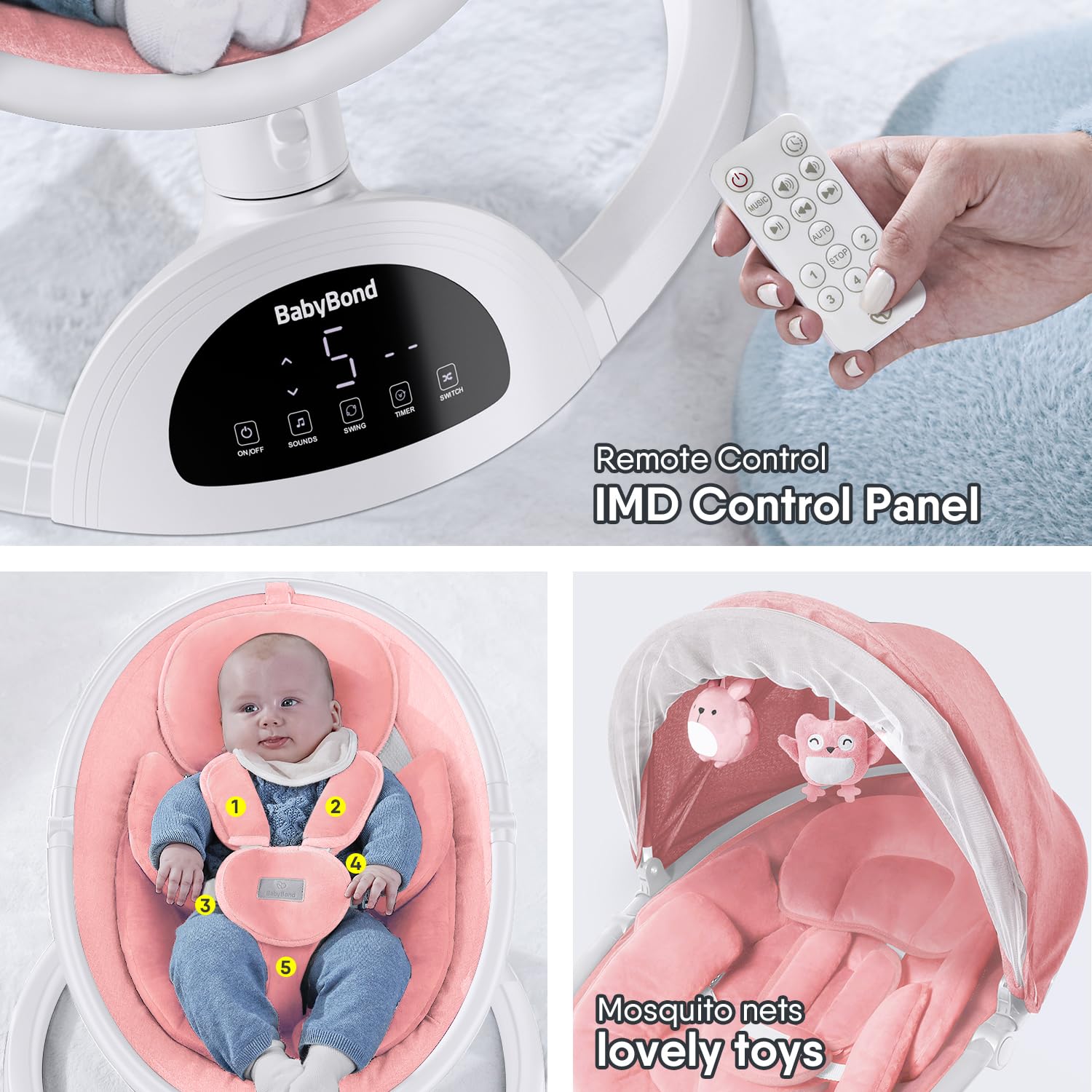 BabyBond remote touch panel allows simple control from a distance.
