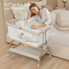 BabyBond bassinet bedside crib drop-down side enables easy nighttime nursing
