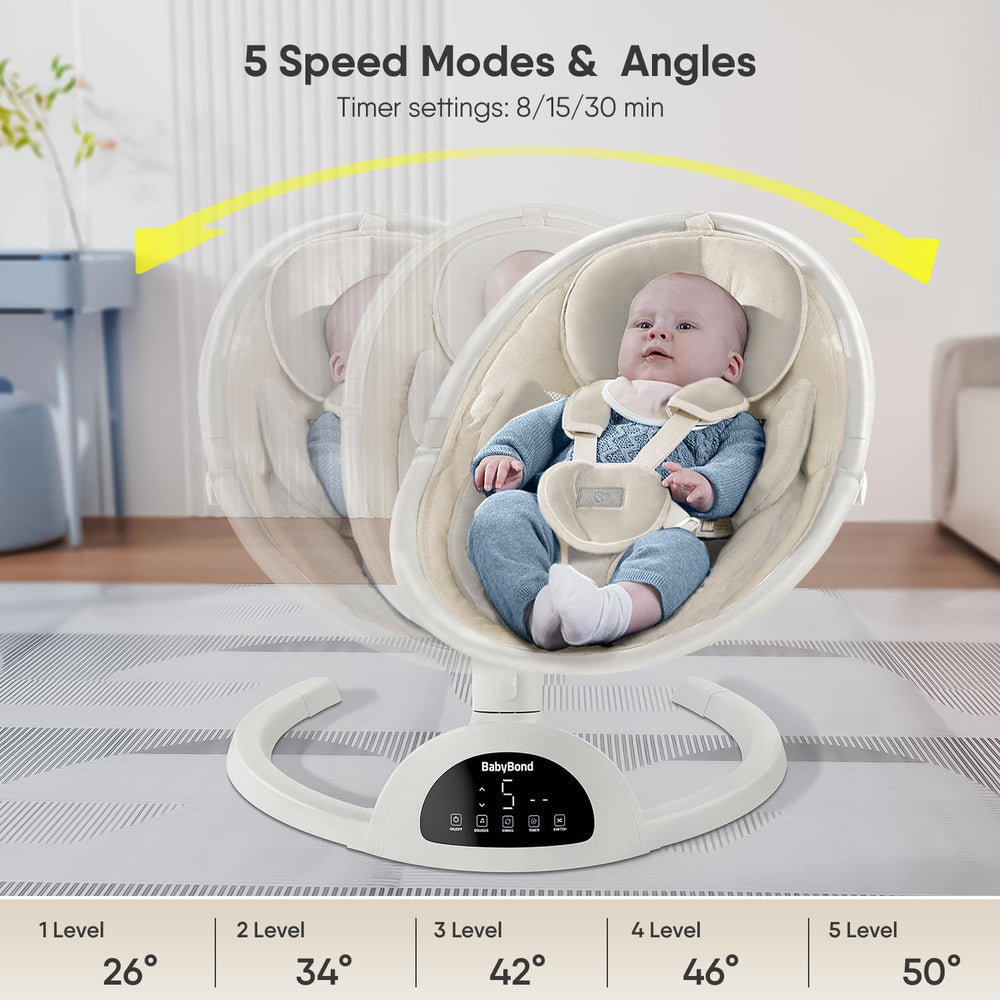 BabyBond swing with Bluetooth speaker for baby music during quiet time