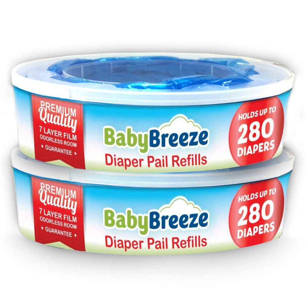 BabyBreeze diaper pail refill 560-count two-pack front view for odor-free disposal