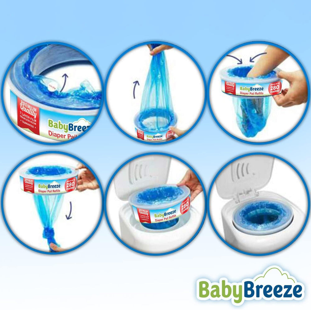 BabyBreeze holds up to 280 newborn diapers per refill for long-lasting use.