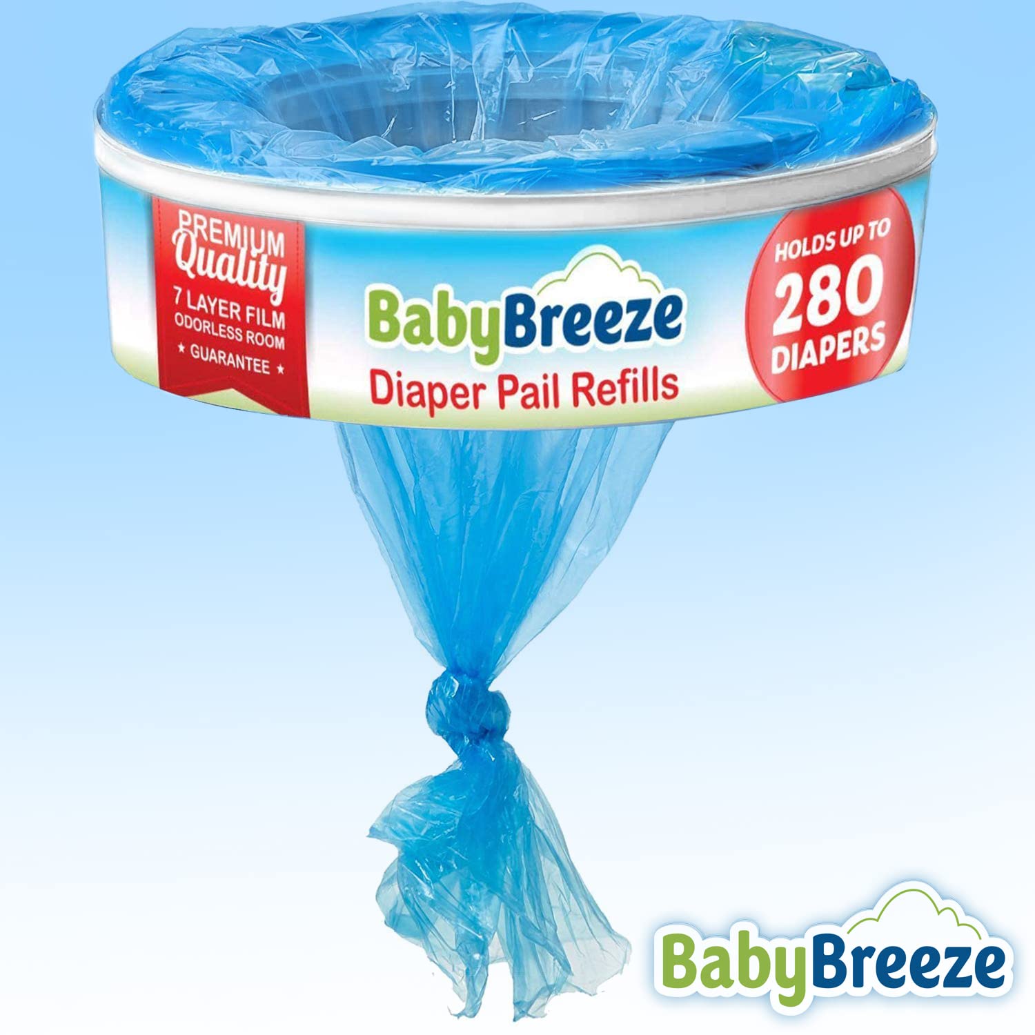 BabyBreeze refill holds up to 280 newborn diapers per cartridge.