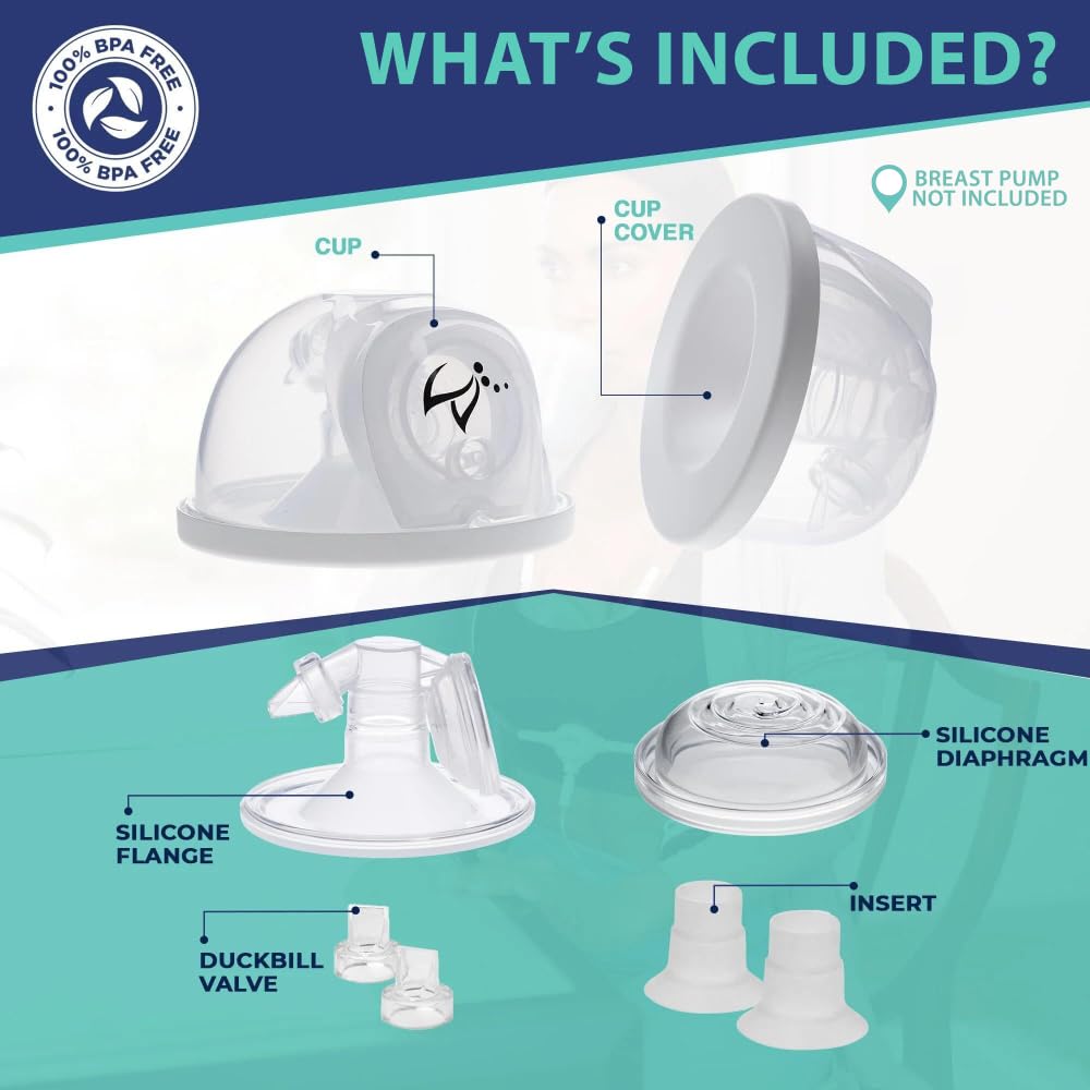 BabyBuddha Hands Free Milk Collection Cups flange closeup shows 22-24mm fit