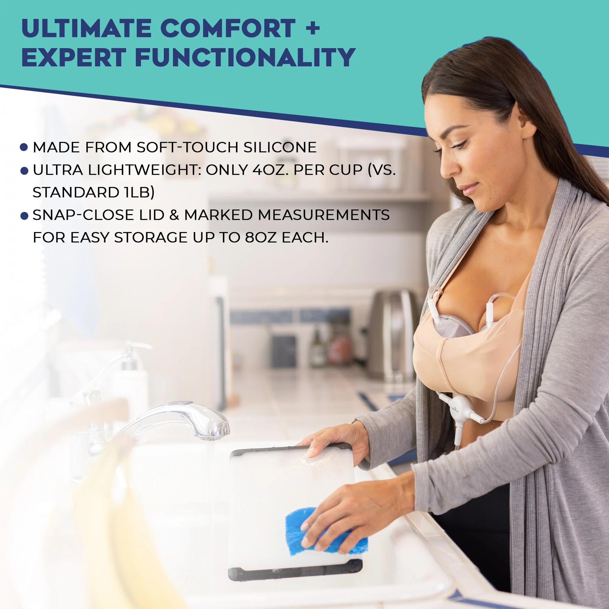 BabyBuddha Hands Free Milk Collection Cups include lids and measurement marks
