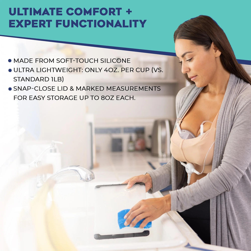 BabyBuddha Hands Free Milk Collection Cups include lids and measurement marks