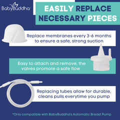 BabyBuddha tubing set ensures smooth milk flow and easy, hygienic cleaning.