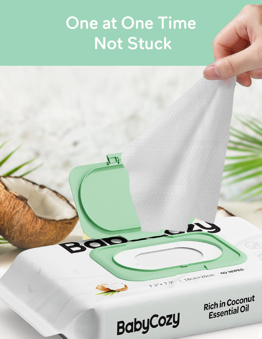Babycozy Sensitive Wipes hypoallergenic label indicates gentle care for sensitive skin.