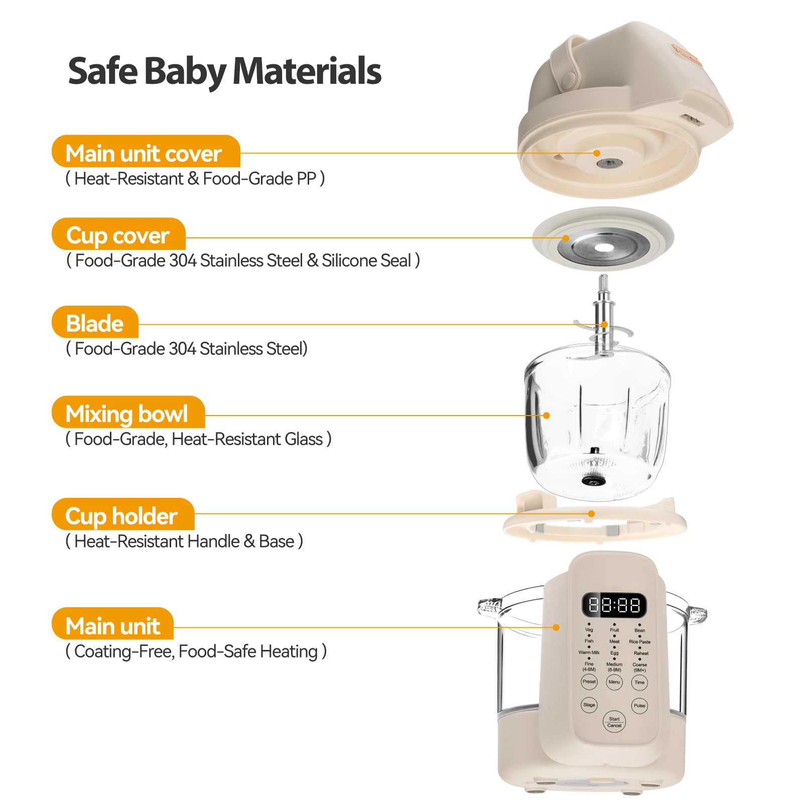 Baby Dolce dishwasher-safe parts streamline cleanup after meals.