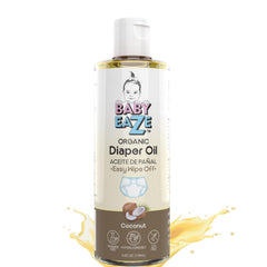 BABYEAZE Organic Diaper Oil bottle pour facilitates mess-free, quick diaper changes.