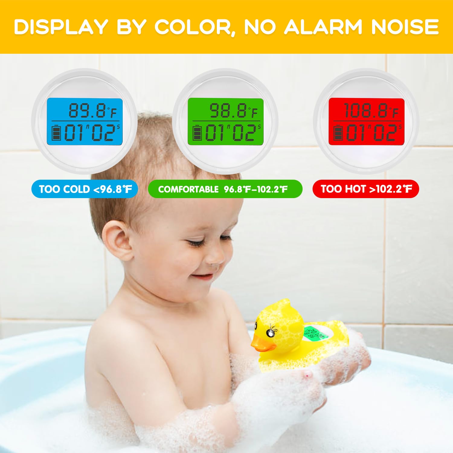 BabyElf thermometer battery compartment with replaceable batteries for long-lasting use.
