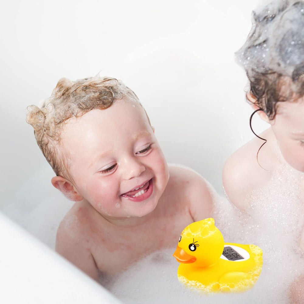 BabyElf bath thermometer in-use image demonstrates safe temperature checks.