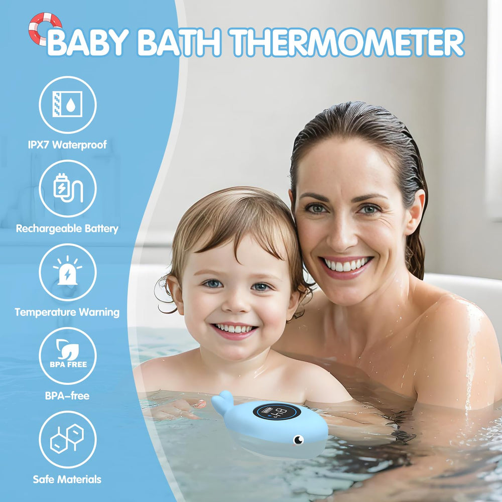 BabyElf bath thermometer magnetic charging port for easy recharge during baths