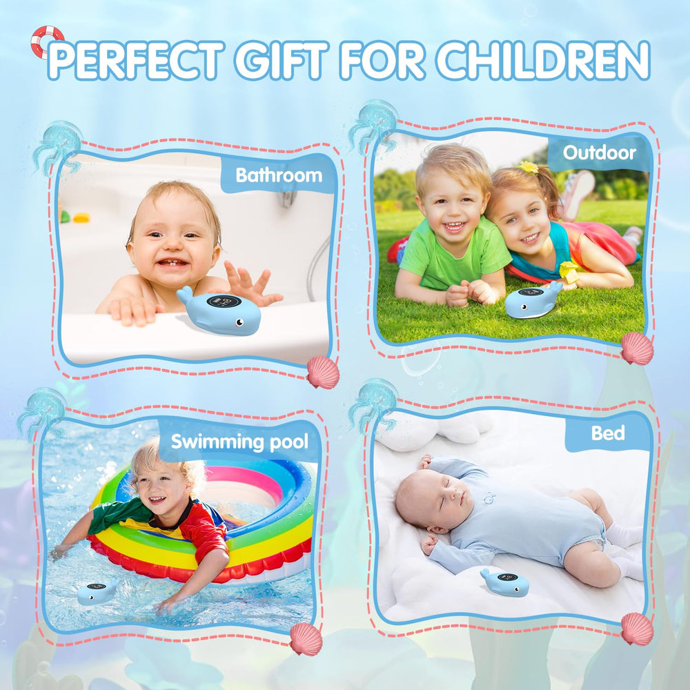 BabyElf bath thermometer packaging and care details for easy setup