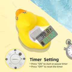 BabyElf bath thermometer timer shows how long your baby has been in the tub.