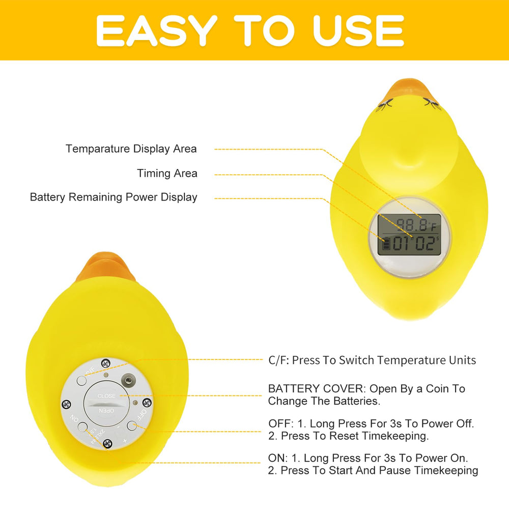 BabyElf waterproof thermometer withstands splashes while you supervise bath time.