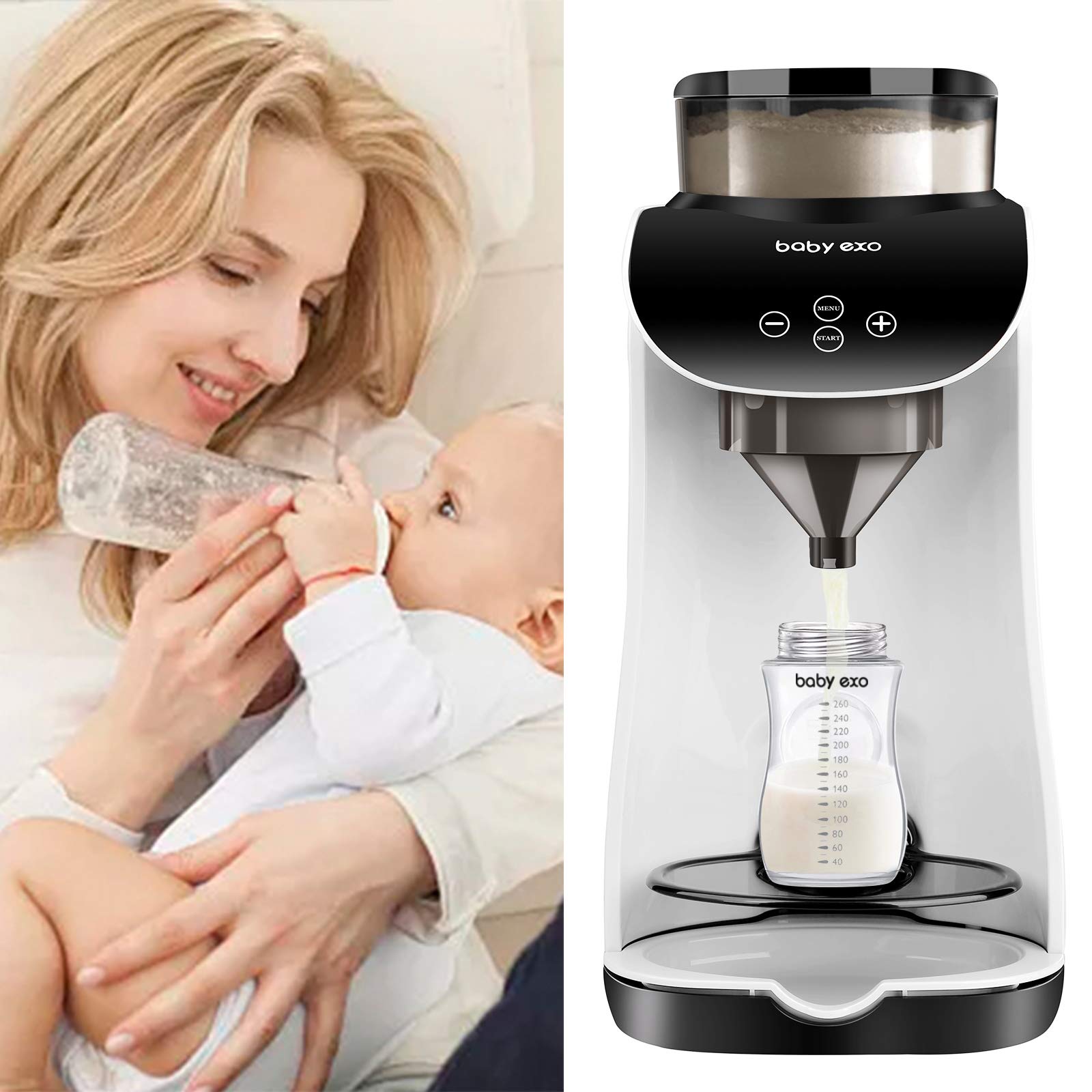 BabyExo formula box capacity of 300 g supports multiple feeds between refills