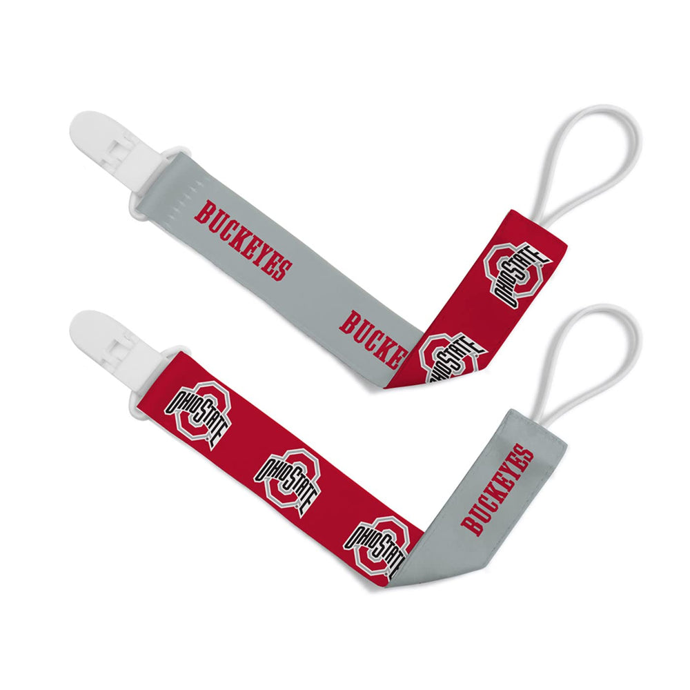 Baby Fanatic Ohio State Buckeyes pacifier clip with secure on-the-go attachment