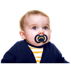 Baby Fanatic pacifier shield in Chargers colors highlights durable shield for long-lasting comfort.