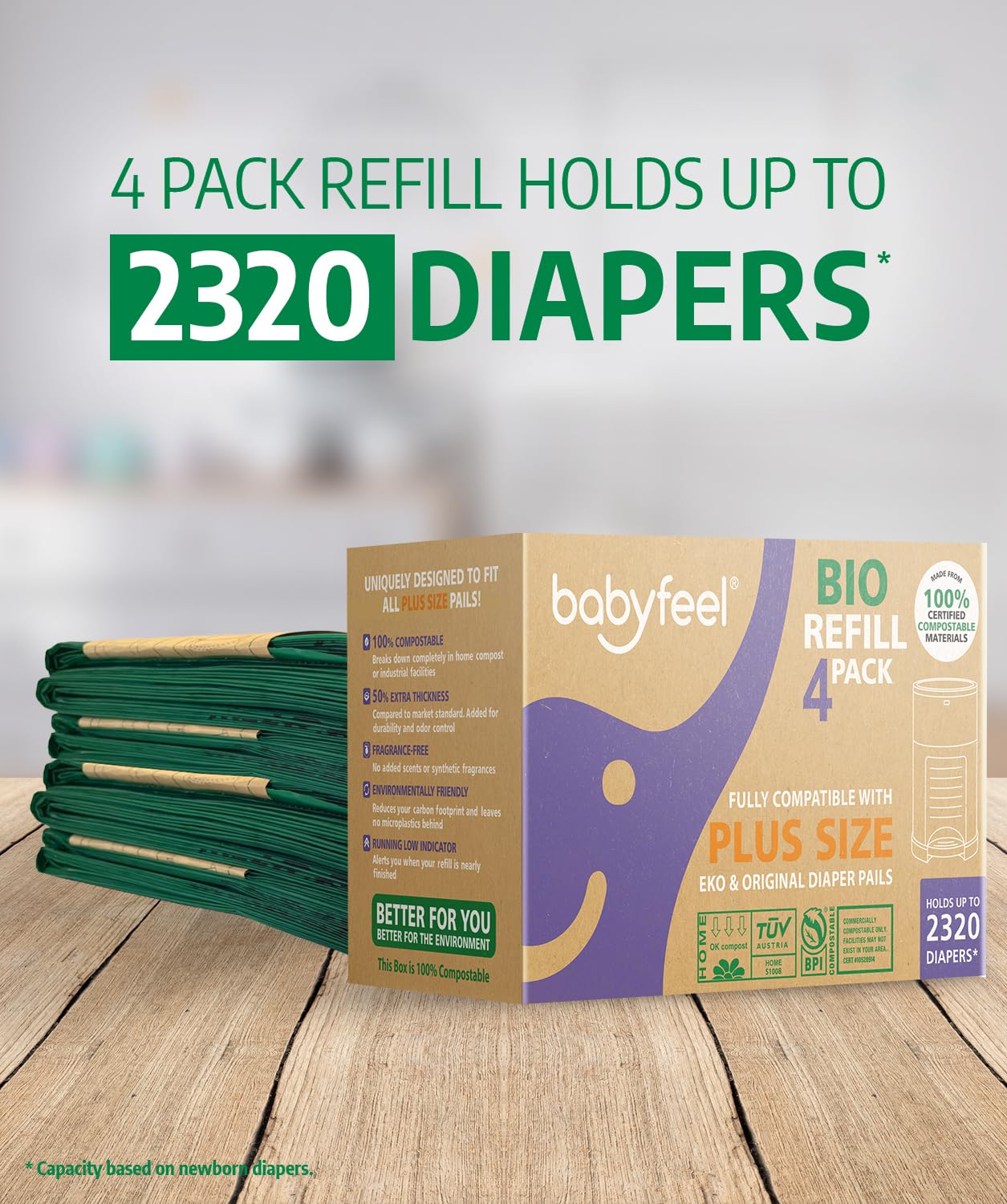 Babyfeel BIO refills compostable bags meet compost standards for green disposal