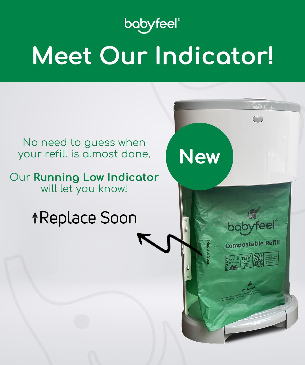 Babyfeel BIO refills odor-control with fragrance-free design keeps nursery fresh