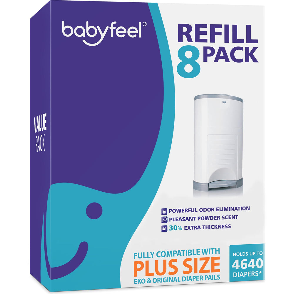 Babyfeel Dekor Plus refills pack front — long-lasting diaper disposal for busy nurseries.