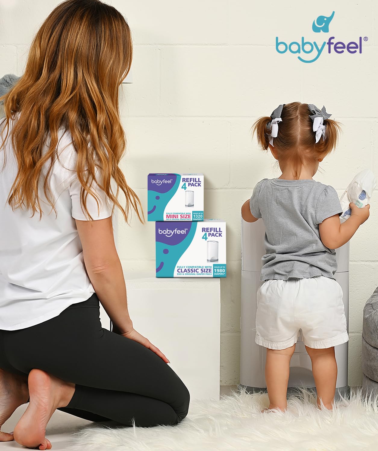 Babyfeel Dekor Mini refills kept sealed for tidy, fragrance-friendly nursery.