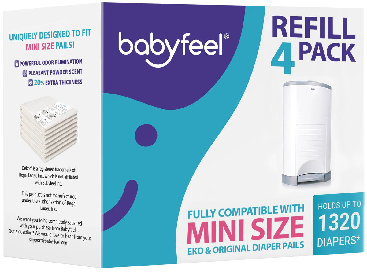 Babyfeel Dekor Mini refills box shows easy compatibility and odor control.
