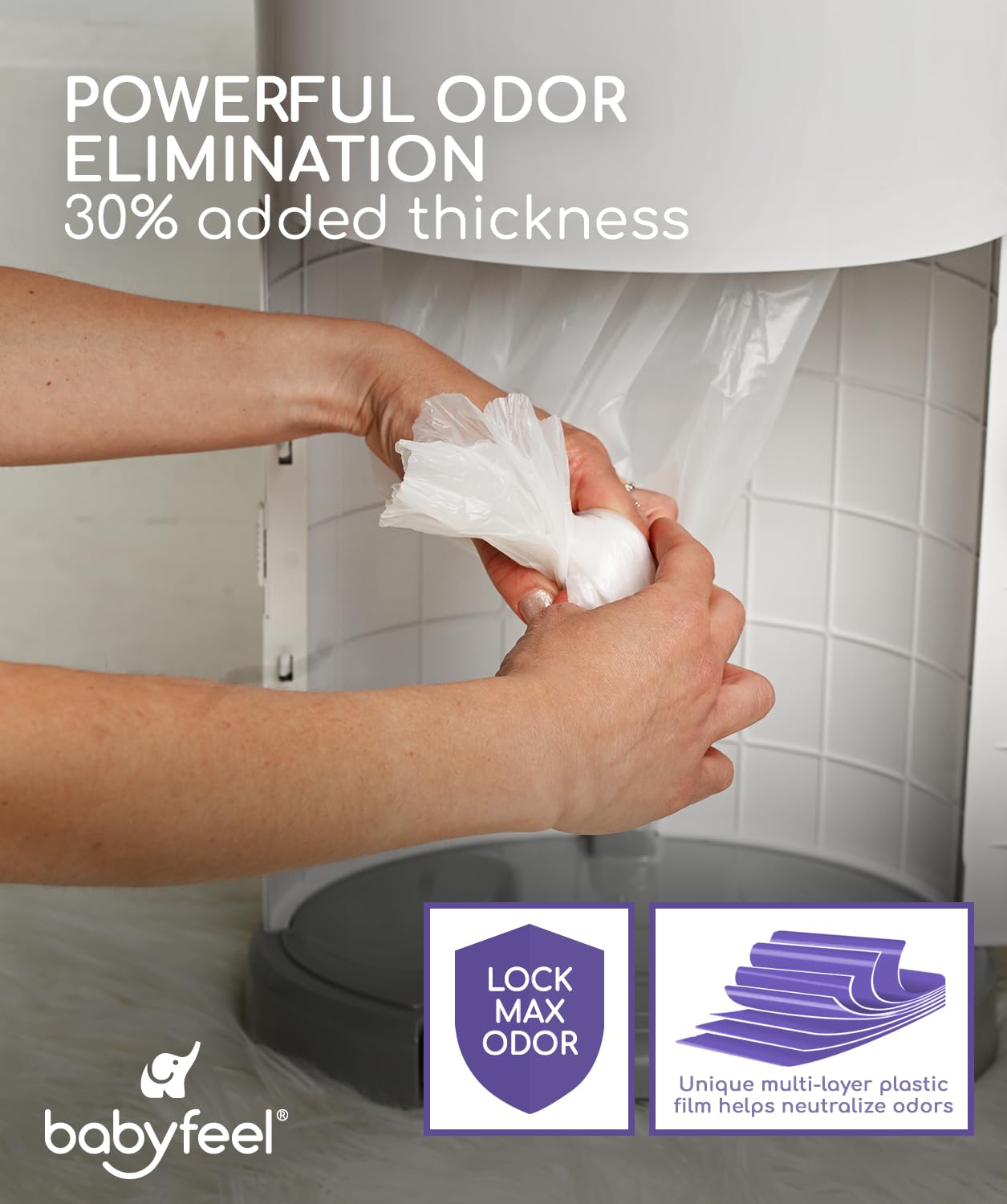 Babyfeel refills hold up to 4640 diapers — fewer replacements per month.