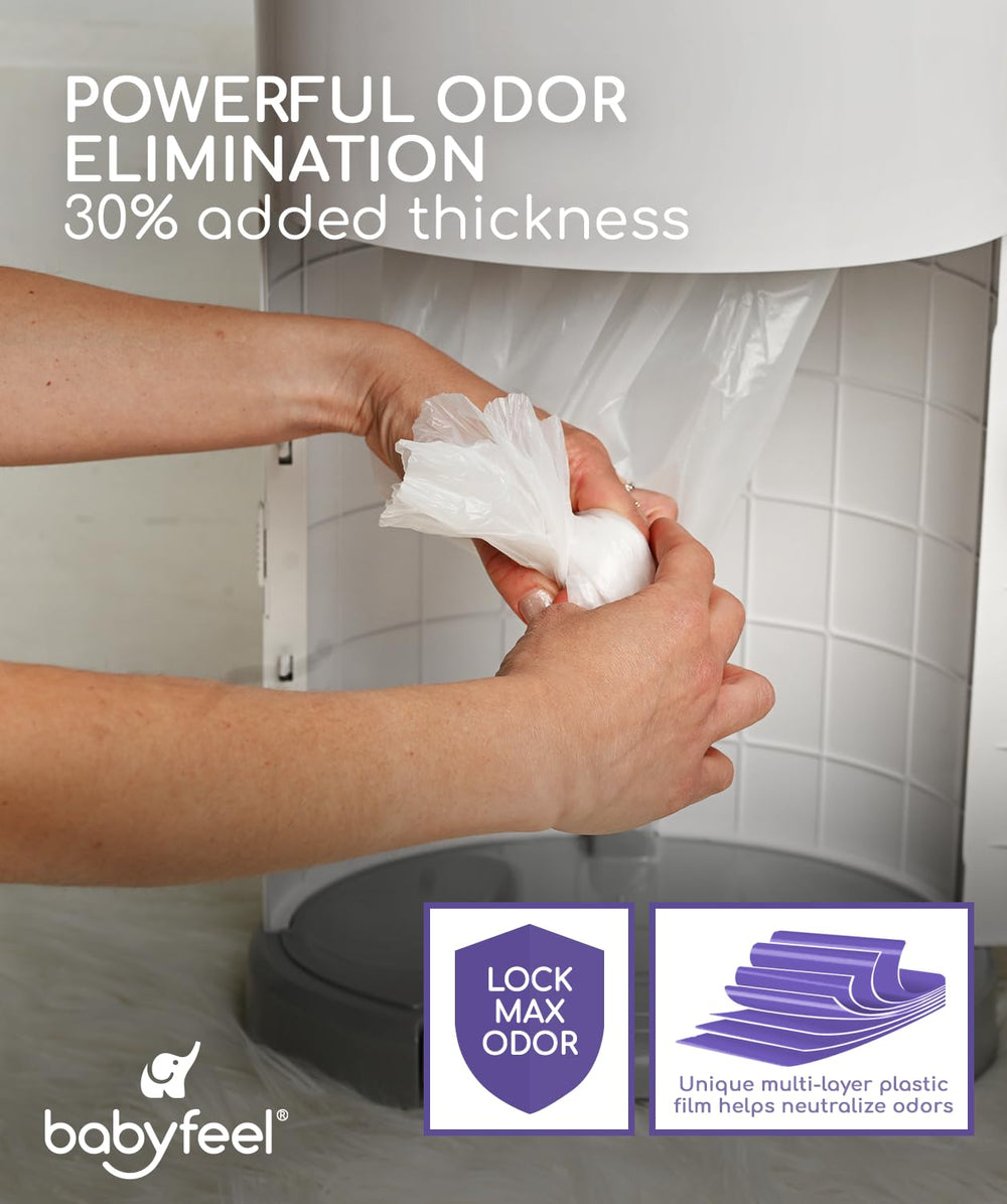 Babyfeel refills hold up to 4640 diapers — fewer replacements per month.