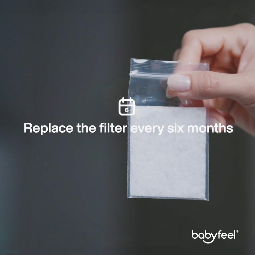 Babyfeel replacement filter close-up showing filtration material for effective sanitization