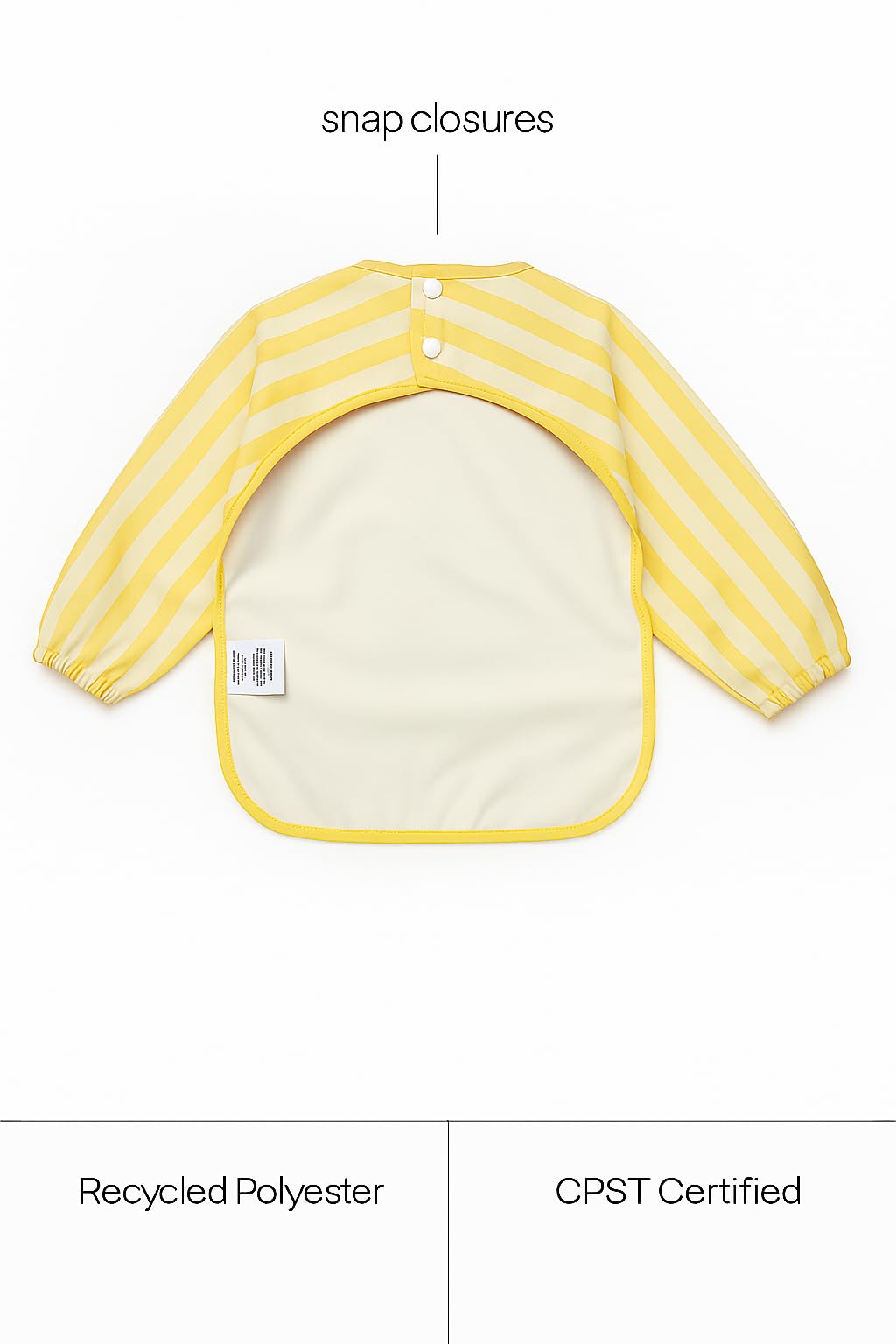 Babyflip long sleeve bib-scratch-free-material conveys soft fabric for sensitive skin.