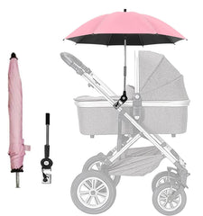 Babyfond stroller parasol assembled demonstrates universal fit for sun protection during walks.