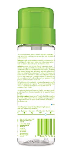 BabyGanics No-Rinse Micellar Cleanser bottle back label shows ingredients and safety highlights