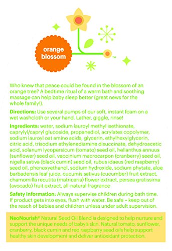Babyganics tear-free foam close-up shows mild, soothing lather for bath time.