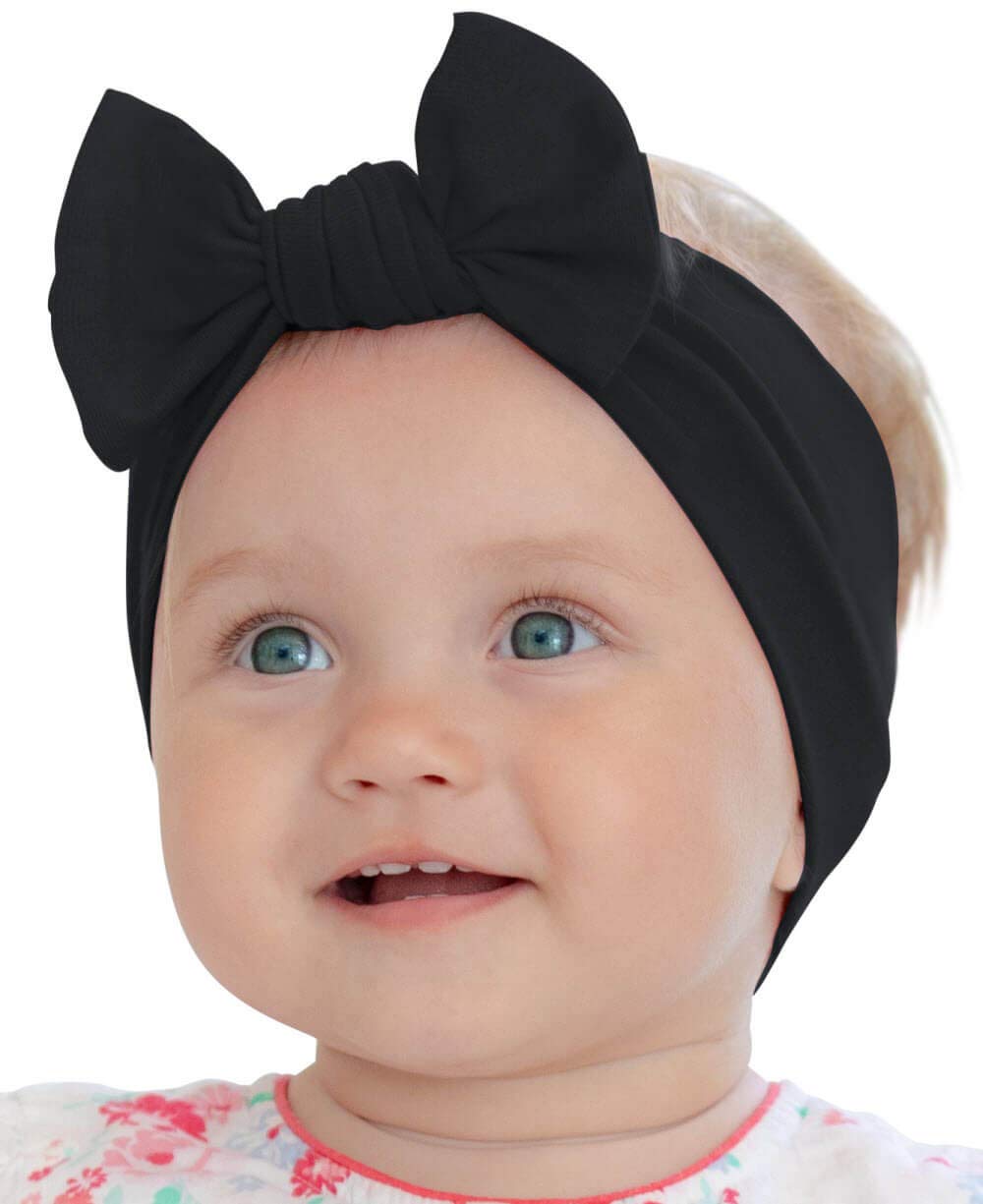 BABYGIZ baby girl headband black close-up showing soft cotton comfort for 0-6 months
