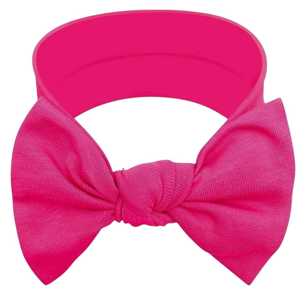BABYGIZ baby girl headband with bow in fuchsia pink keeps hair away from face.