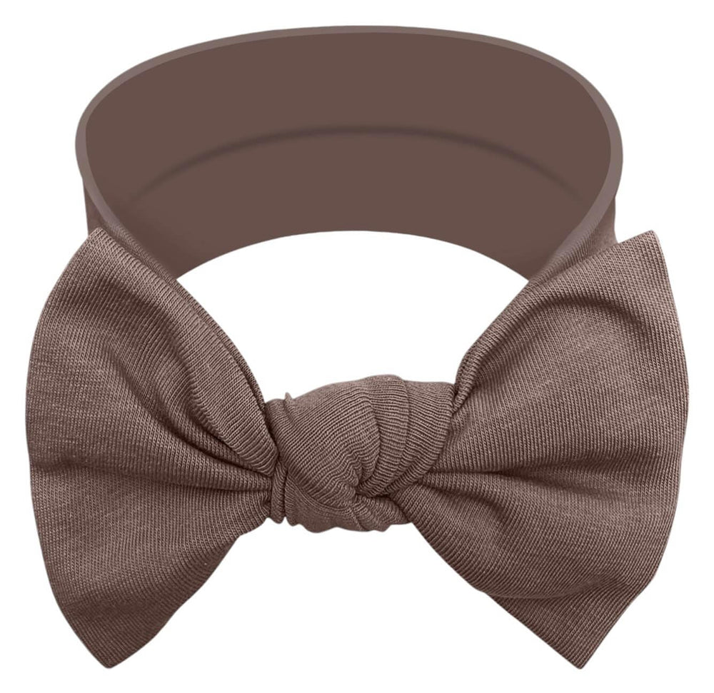 BABYGIZ baby girl headband brown bow—soft cotton blend for gentle skin comfort.