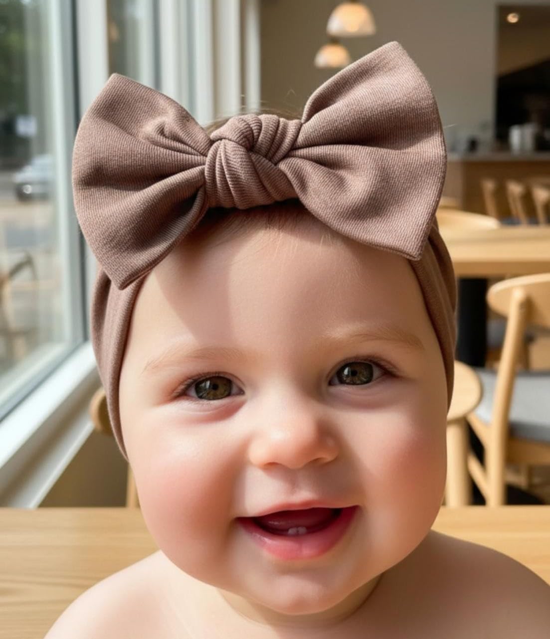 BABYGIZ brown bow headband—classic design perfect for everyday outfits.
