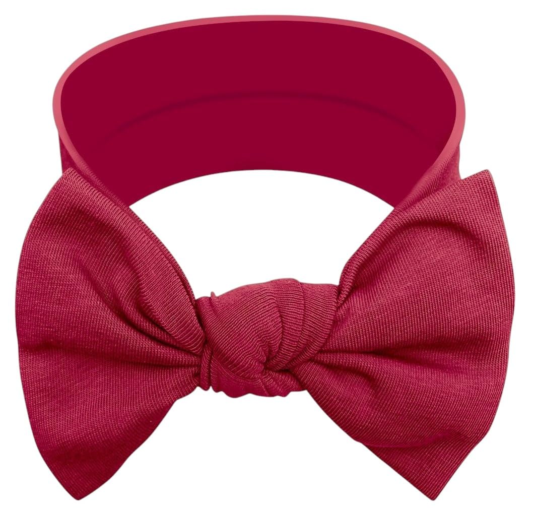 BABYGIZ baby girl headband maroon bow closeup shows cozy comfort for all-day wear
