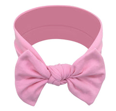 BABYGIZ baby girl headband pink closeup shows soft fabric and bow for delicate skin