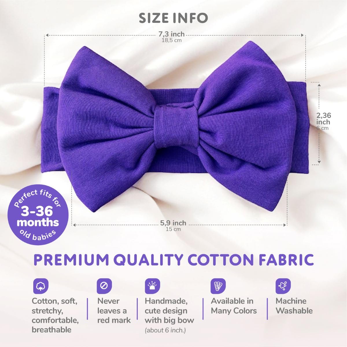 BABYGIZ headband purple packaging, gift-ready presentation.
