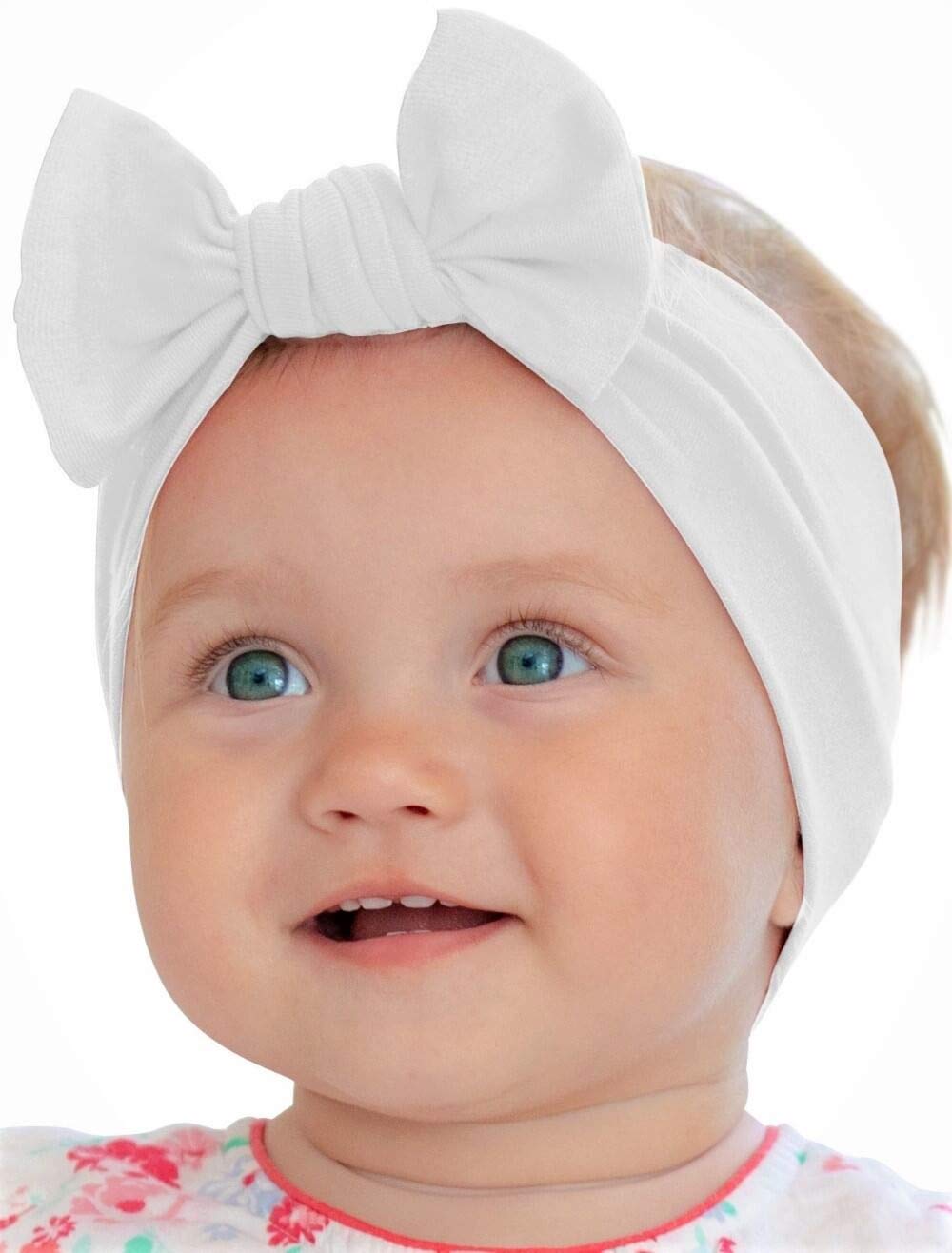 BABYGIZ baby girl headband with white bow for newborn photography