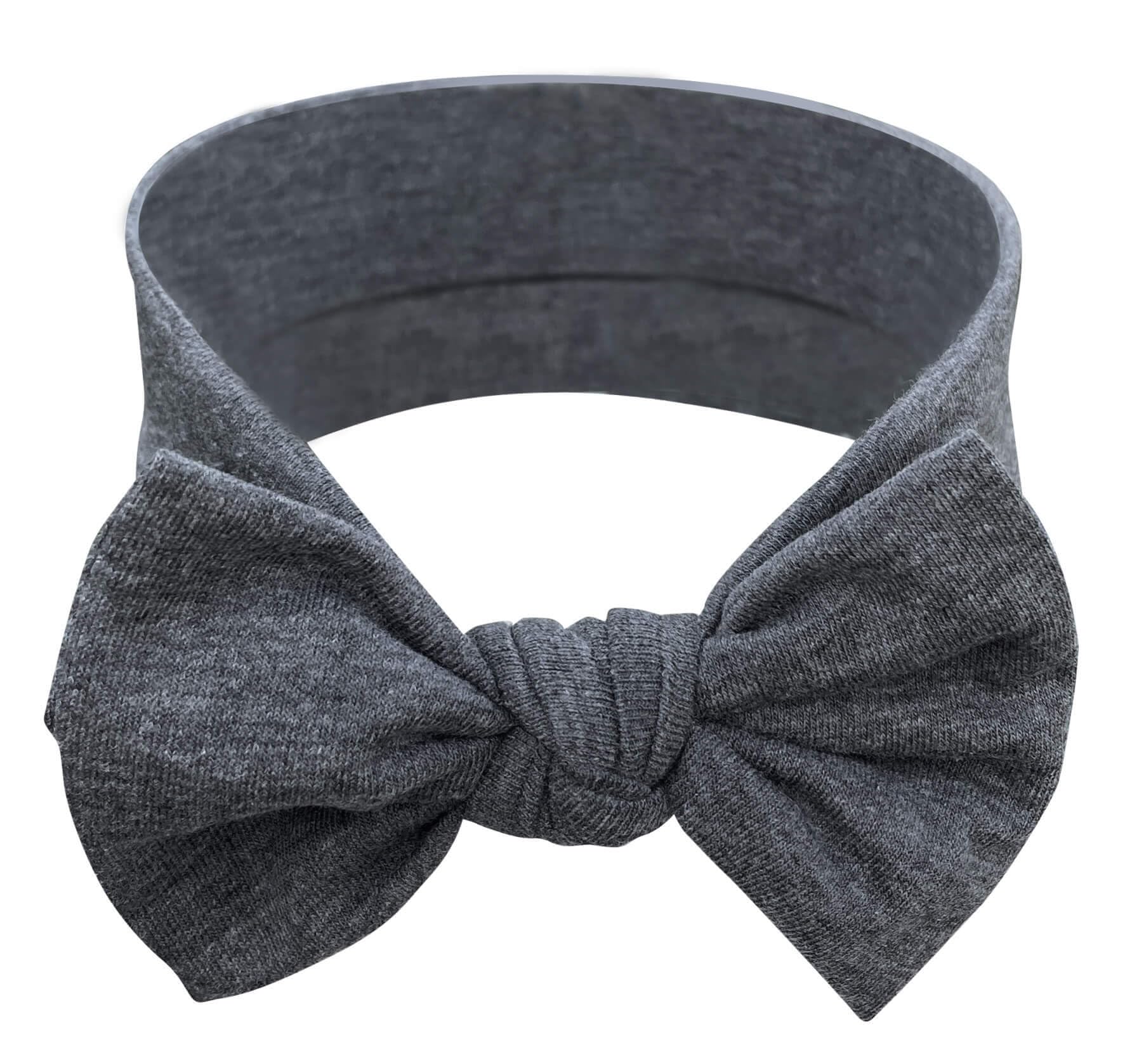 BABYGIZ baby girl headbands with dark-gray bow provide stylish texture and gentle all-day comfort.