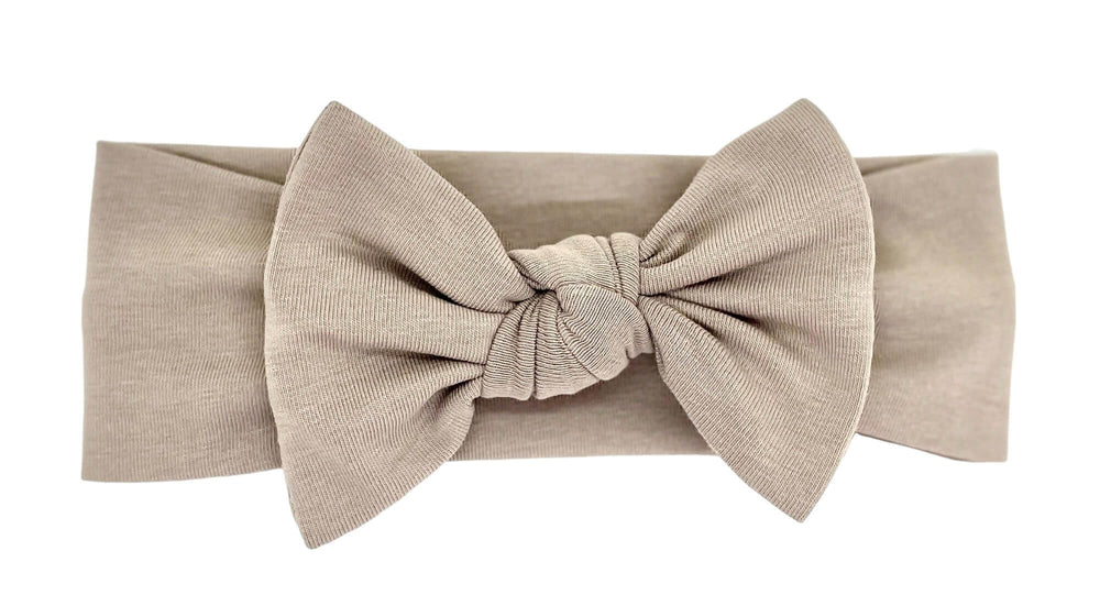 BABYGIZ handmade cotton headband dark beige emphasizes artisan craft and skin-friendly comfort