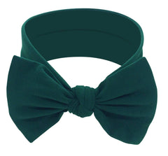BABYGIZ dark-green headband bow detail with soft cotton blend for gentle everyday wear.