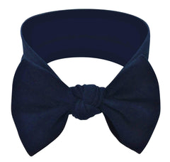 BABYGIZ dark navy bow headband in soft cotton for gentle wear