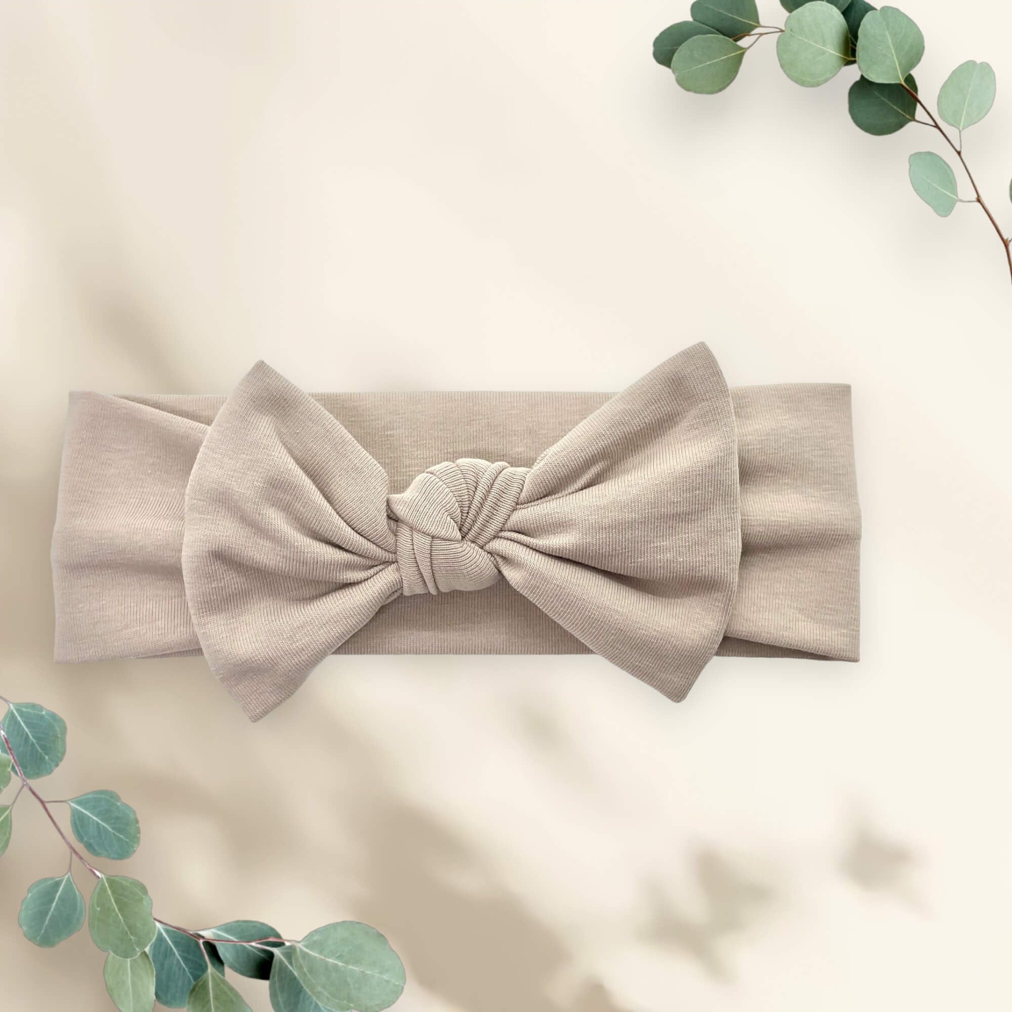 BABYGIZ headband dark beige stretch fabric highlights durable, long-lasting construction