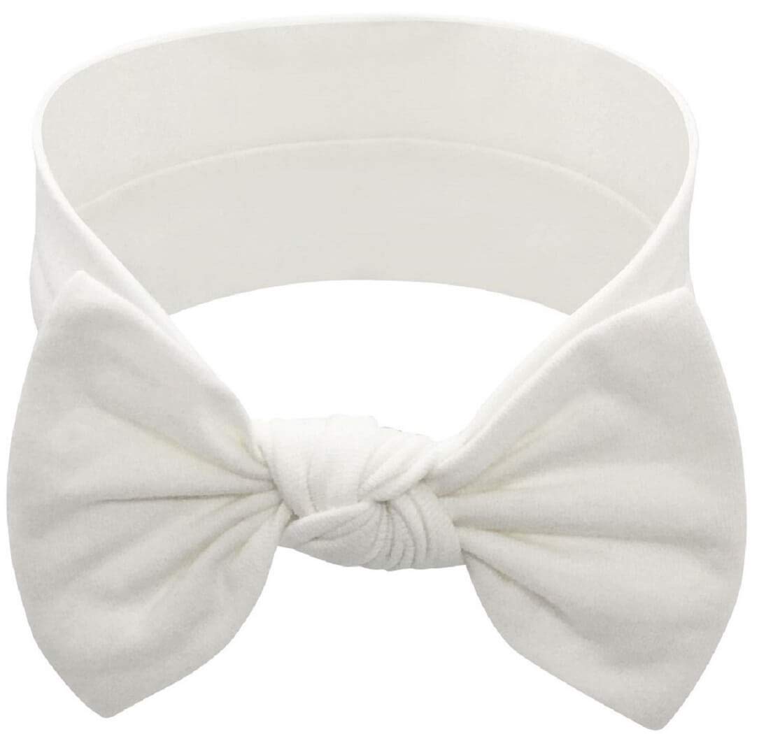 BABYGIZ headband flat lay with white bow showing cotton fabric